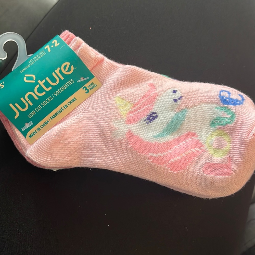NWT 3 pack unicorn, solid pink & striped pairs of socks